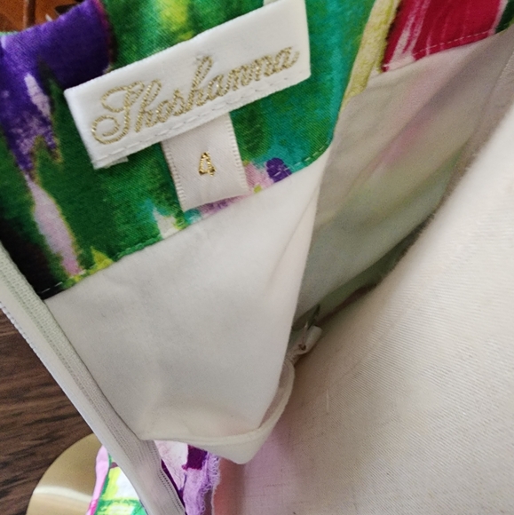 Shoshanna Size 4 Strapless Multicolor Brushstroke Mini Tea Garden Summer Dress - Picture 7 of 12